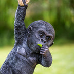 Hanging Baby Gorilla On Rope Garden Ornament