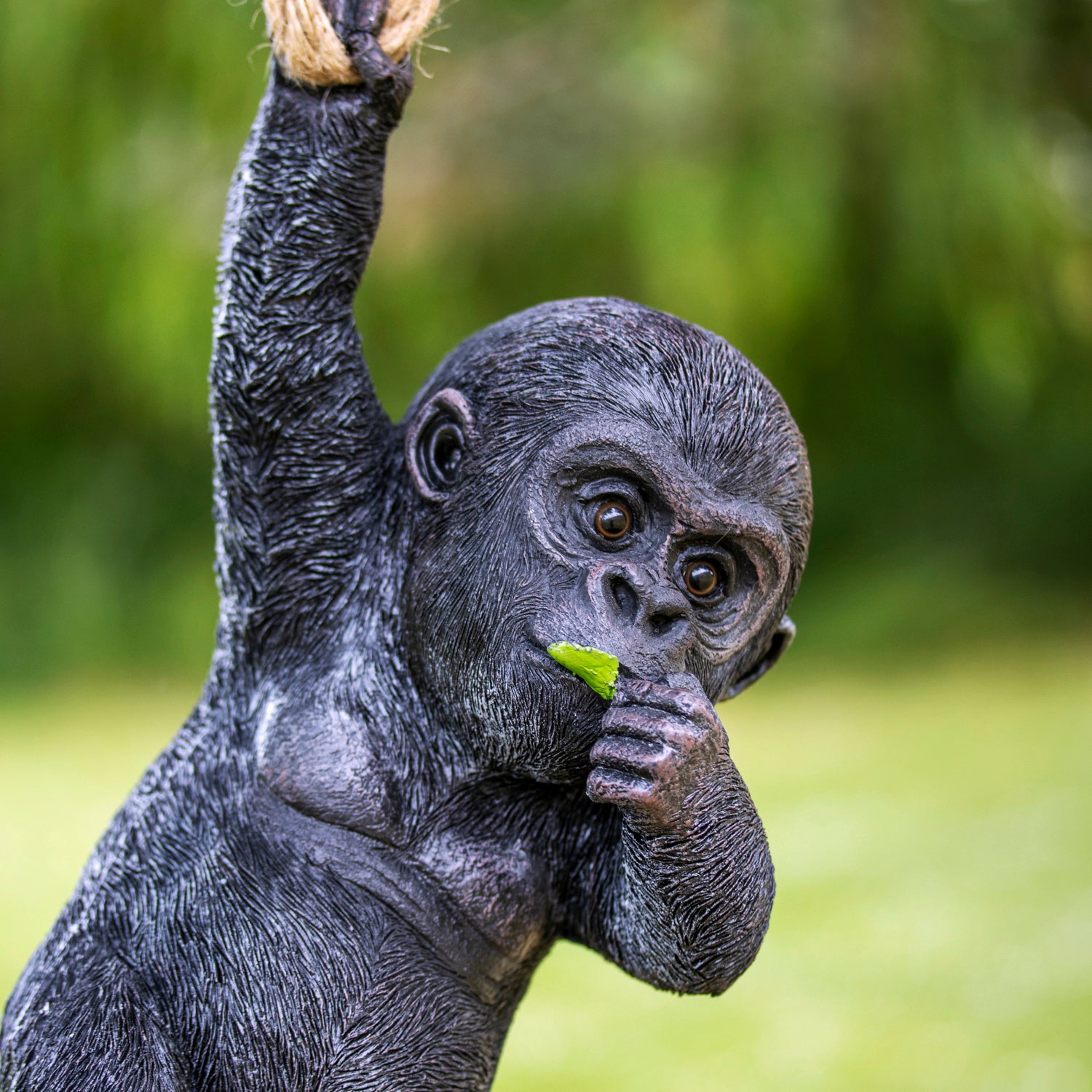 Hanging Baby Gorilla On Rope Garden Ornament