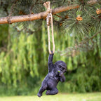 Hanging Baby Gorilla On Rope Garden Ornament