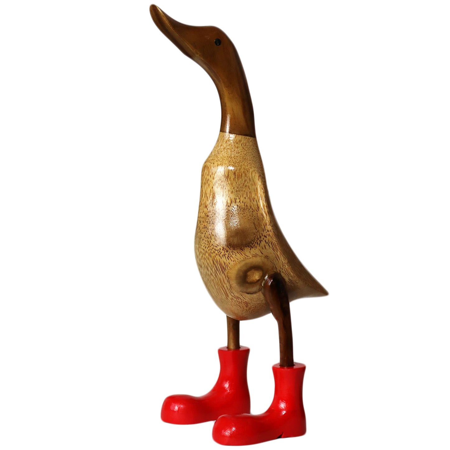 Teak-Ente mit roten Gummistiefeln