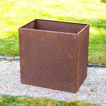 Tall Rectangle Rusted Corten Steel Planter
