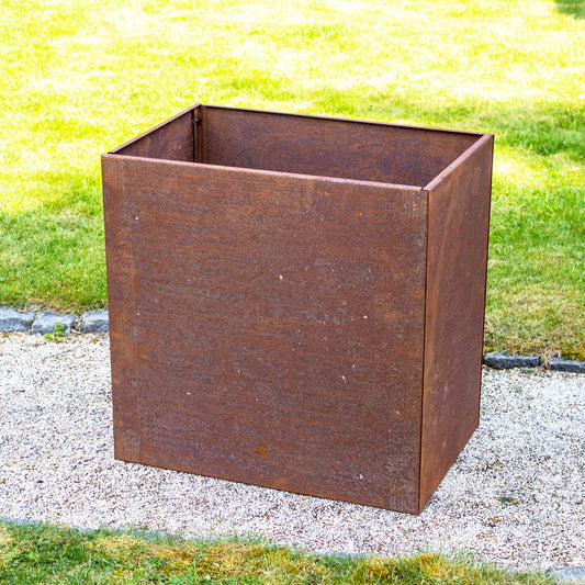 Tall Rectangle Rusted Corten Steel Planter
