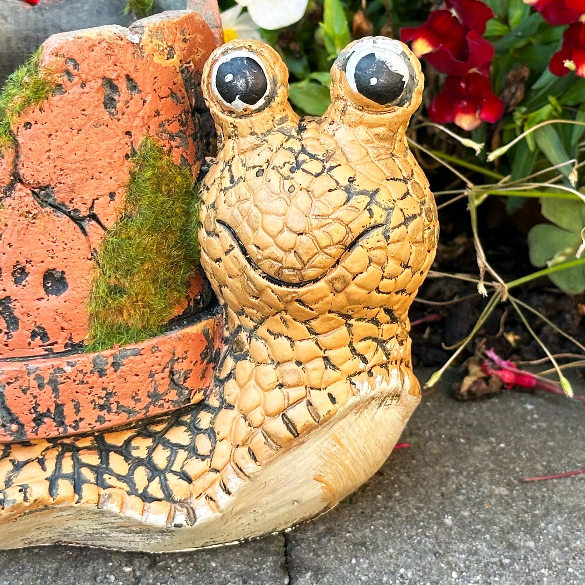 Cement Snail Planter With Clay Pipe Shell