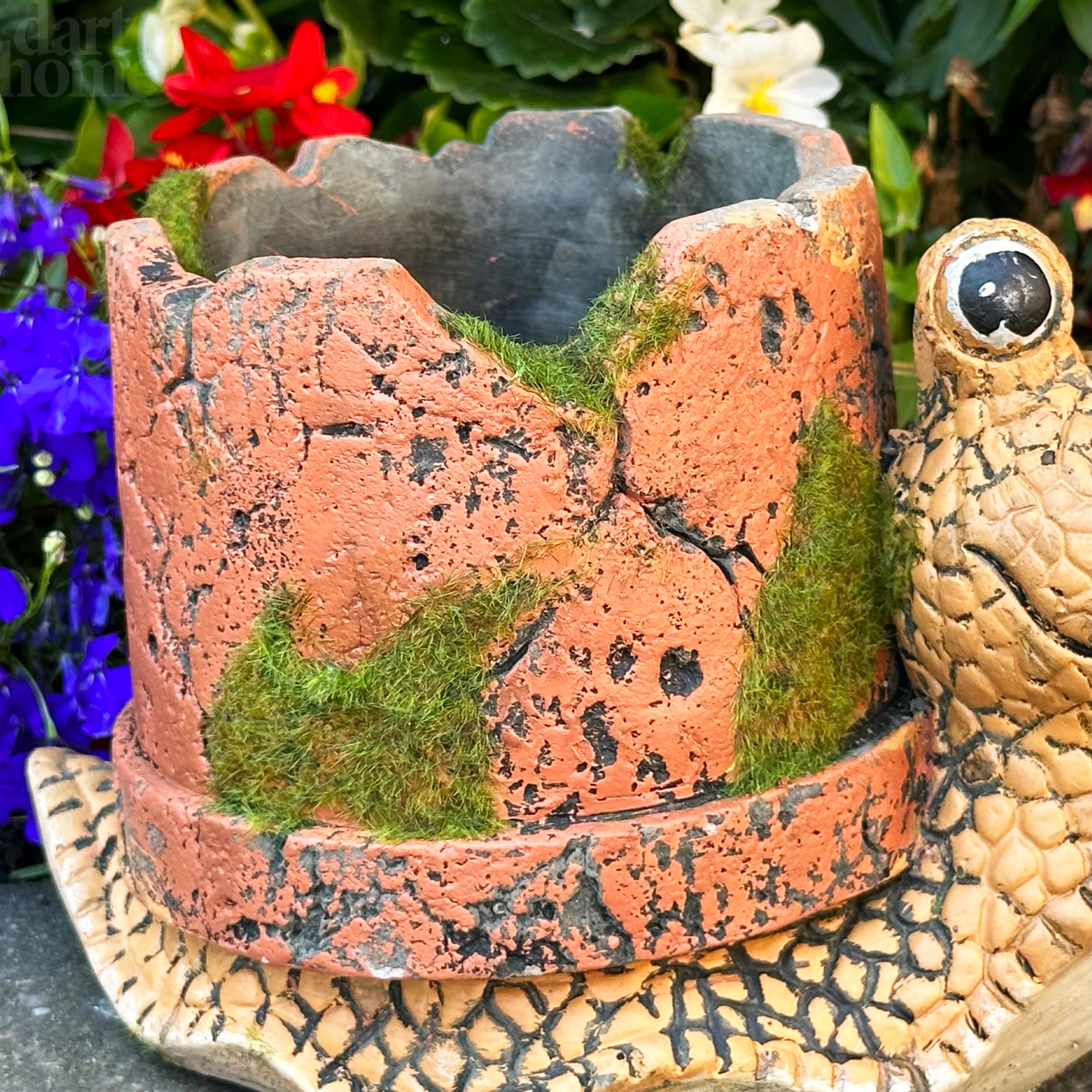 Cement Snail Planter With Clay Pipe Shell