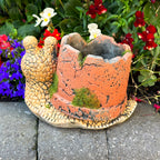 Cement Snail Planter With Clay Pipe Shell