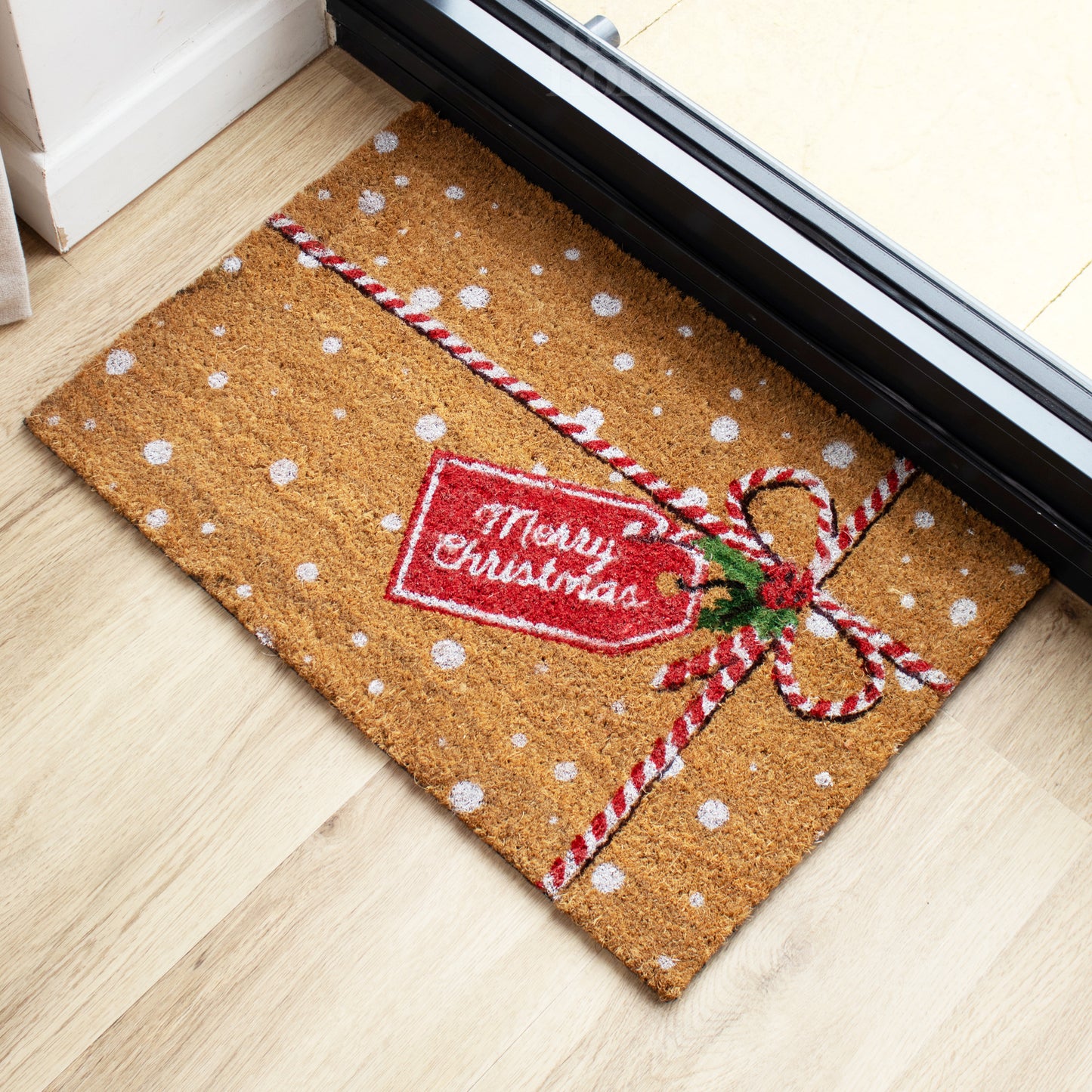 Merry Christmas Gift Tag Coir Doormat