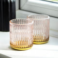 Set Of 2 Pink Diamond Glass Tealight Holders