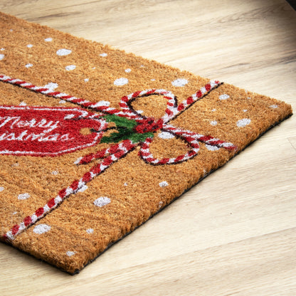 Merry Christmas Gift Tag Coir Doormat