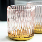 Set Of 2 Pink Diamond Glass Tealight Holders