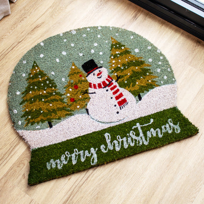 Snowman Snow Globe Coir Doormat