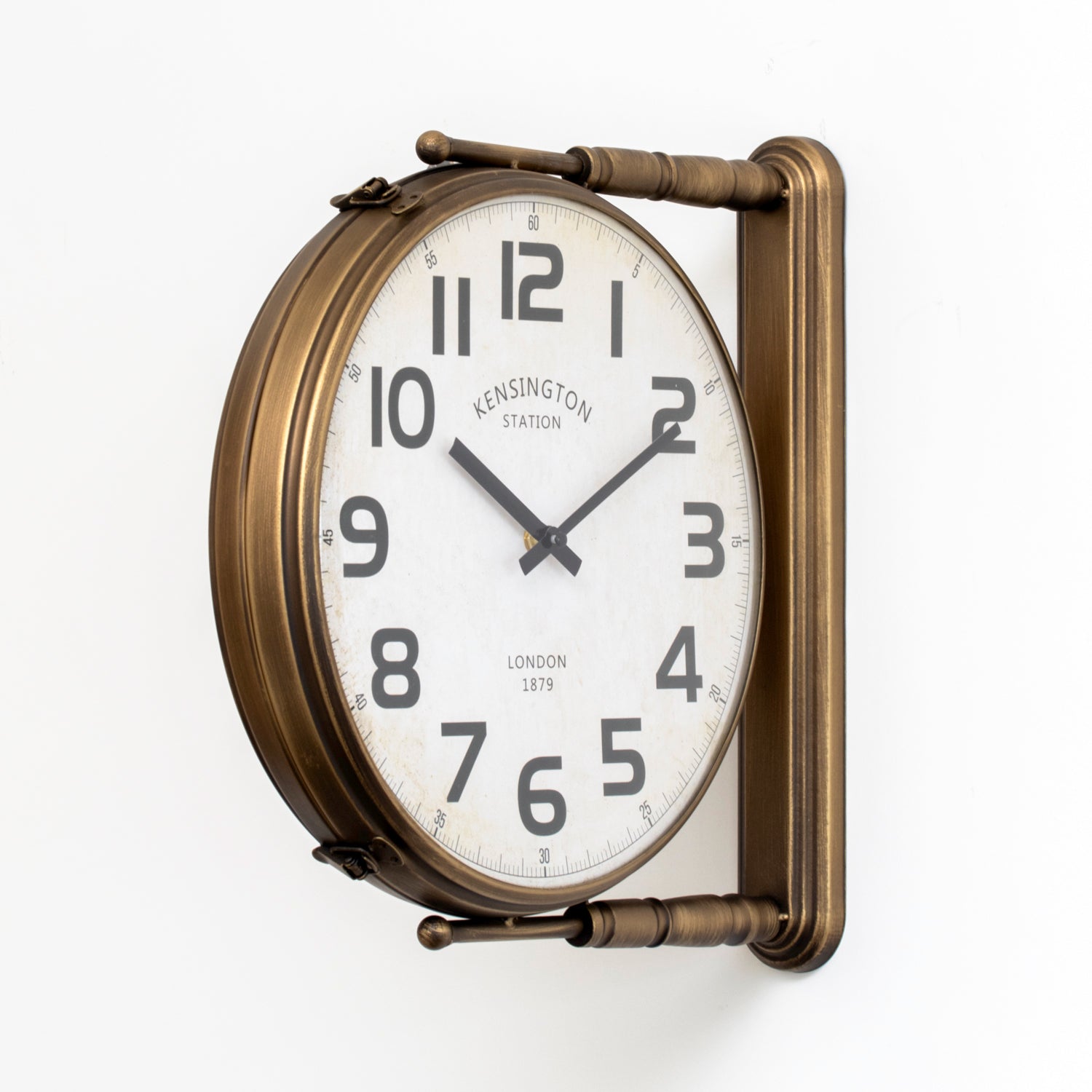 Antique Brass Kensington Station Double Sided Clock