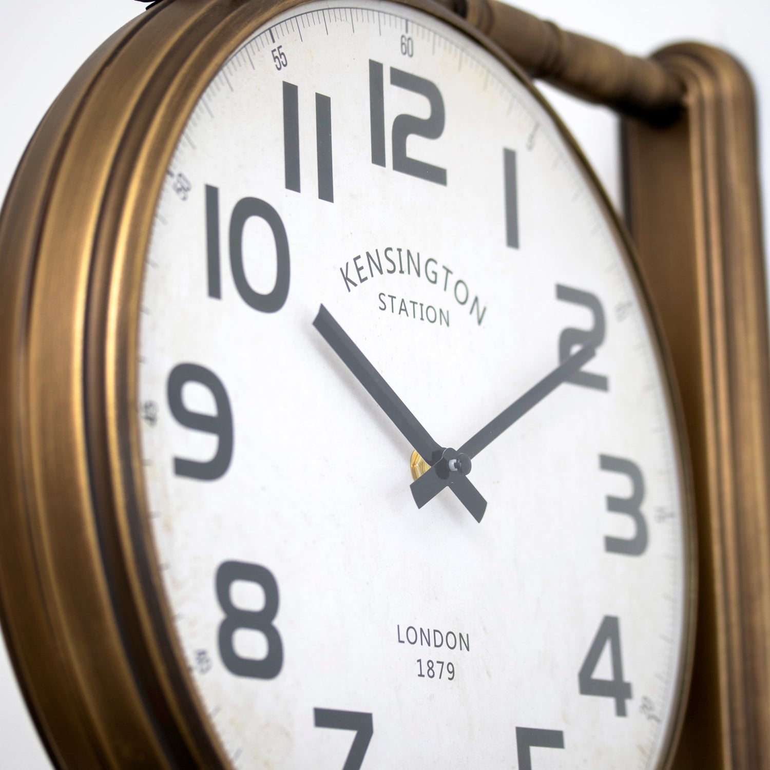Antique Brass Kensington Station Double Sided Clock