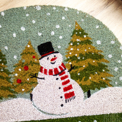 Snowman Snow Globe Coir Doormat