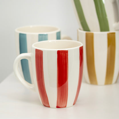 Set Of 4 Colour Stripe Mugs
