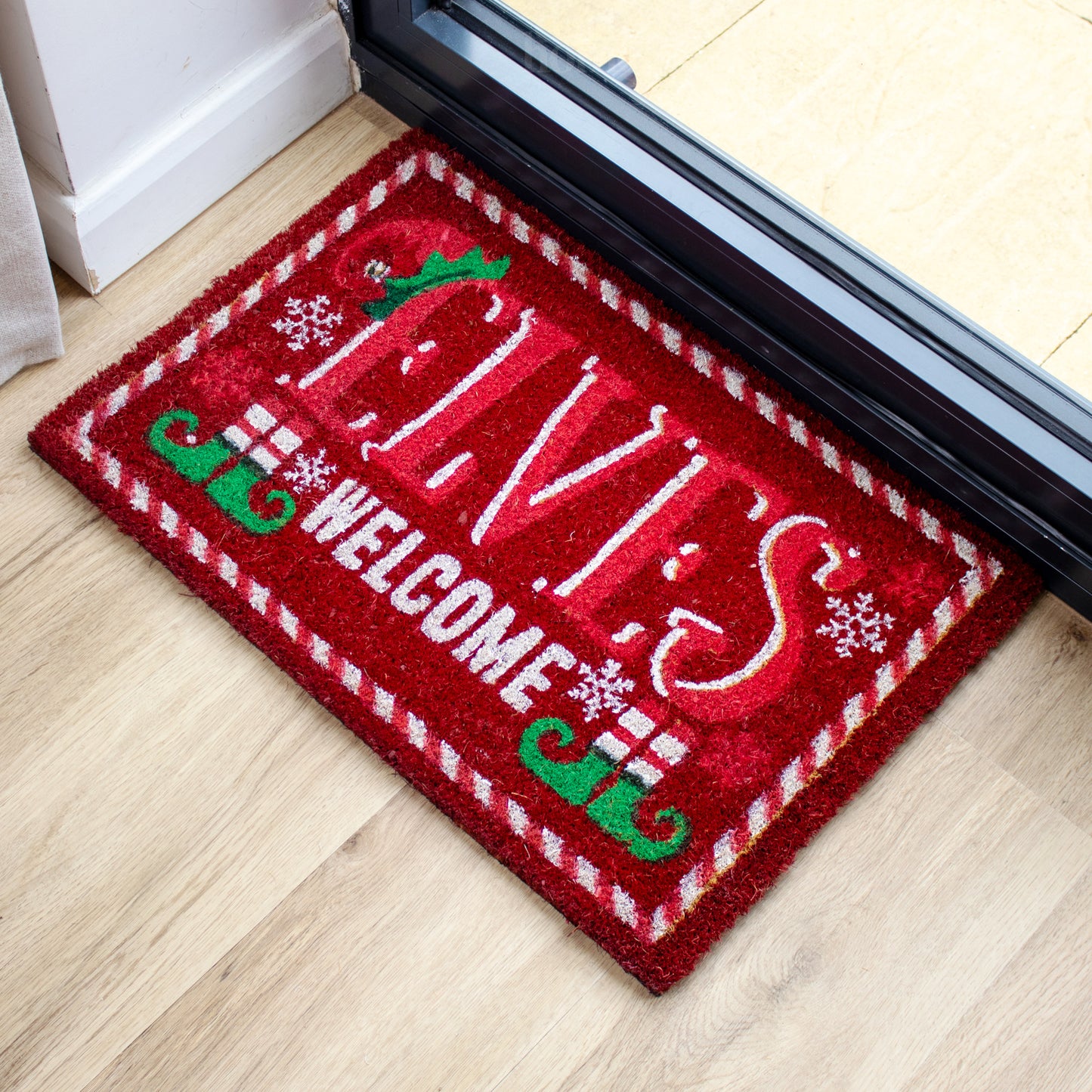 Red Elves Welcome Coir Doormat