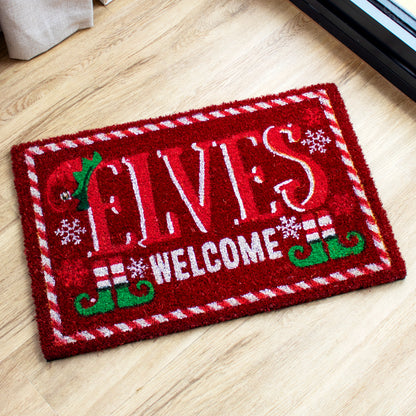 Red Elves Welcome Coir Doormat