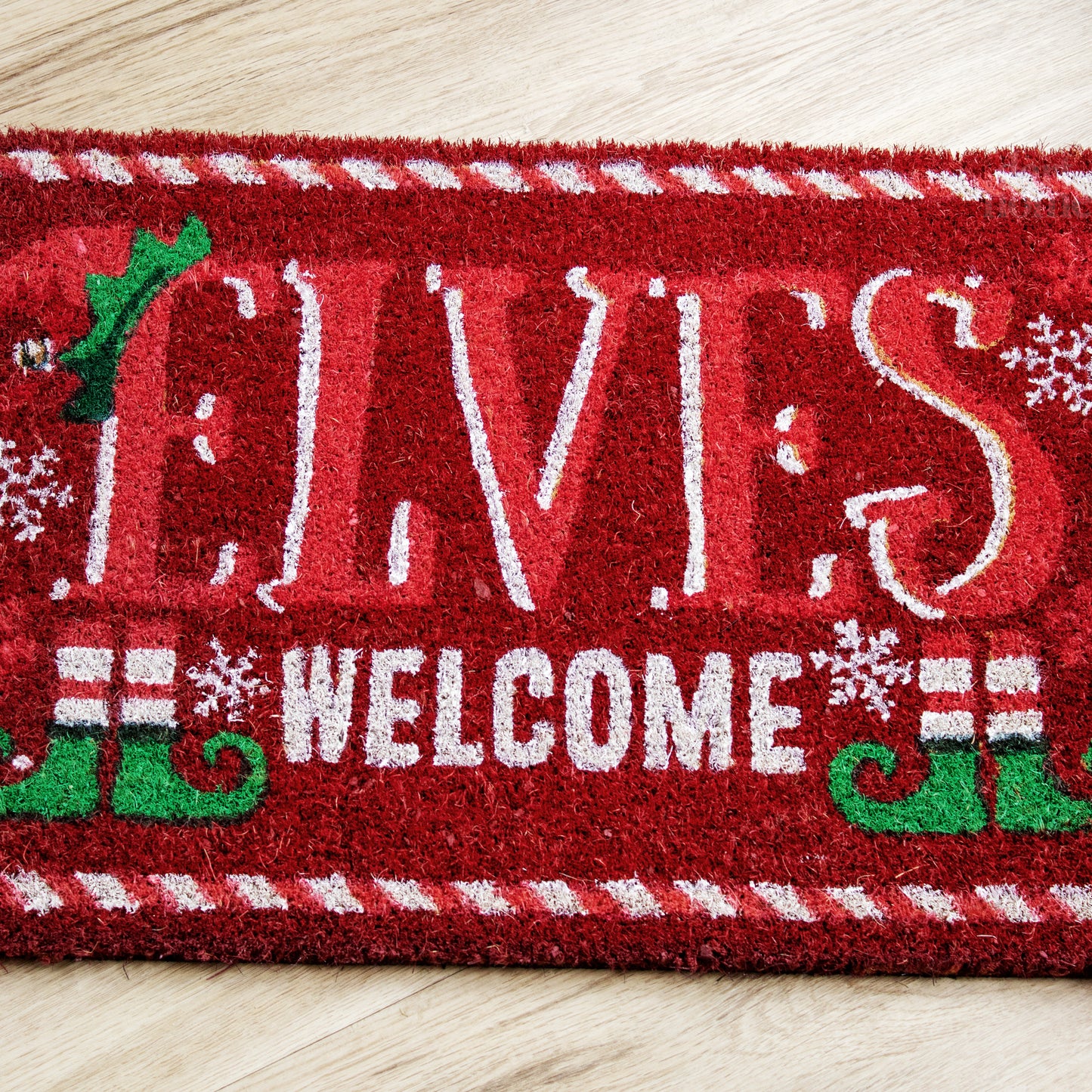 Red Elves Welcome Coir Doormat