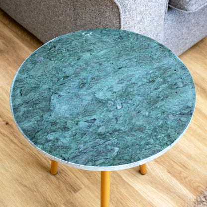 Green Marble Side Table With Gold Legs