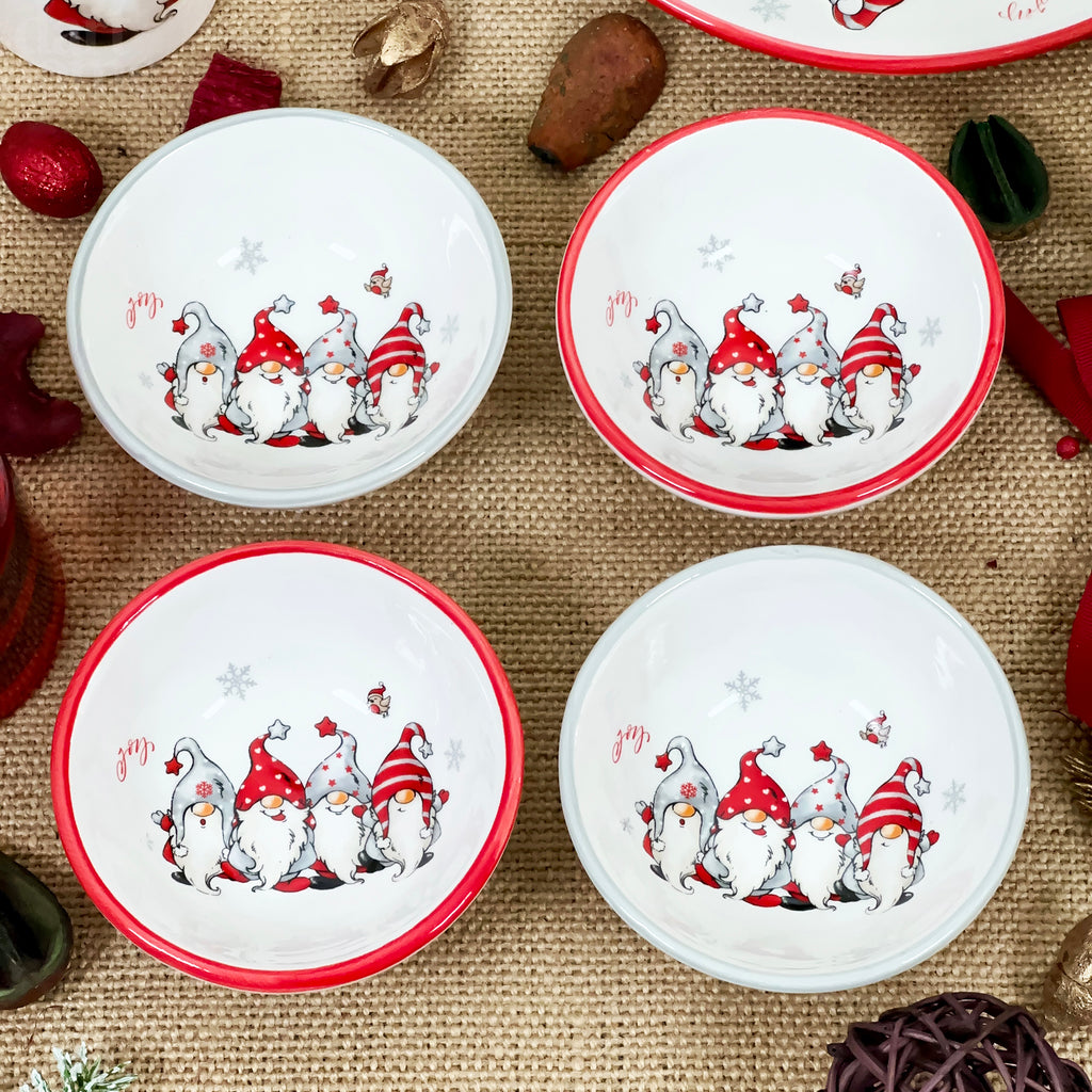 Set Of 4 Christmas Gonk Dip Bowls