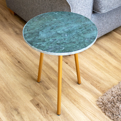 Green Marble Side Table With Gold Legs