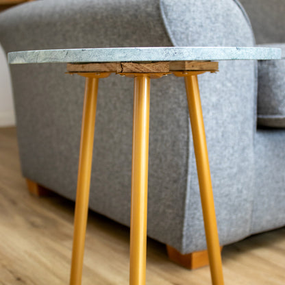 Green Marble Side Table With Gold Legs