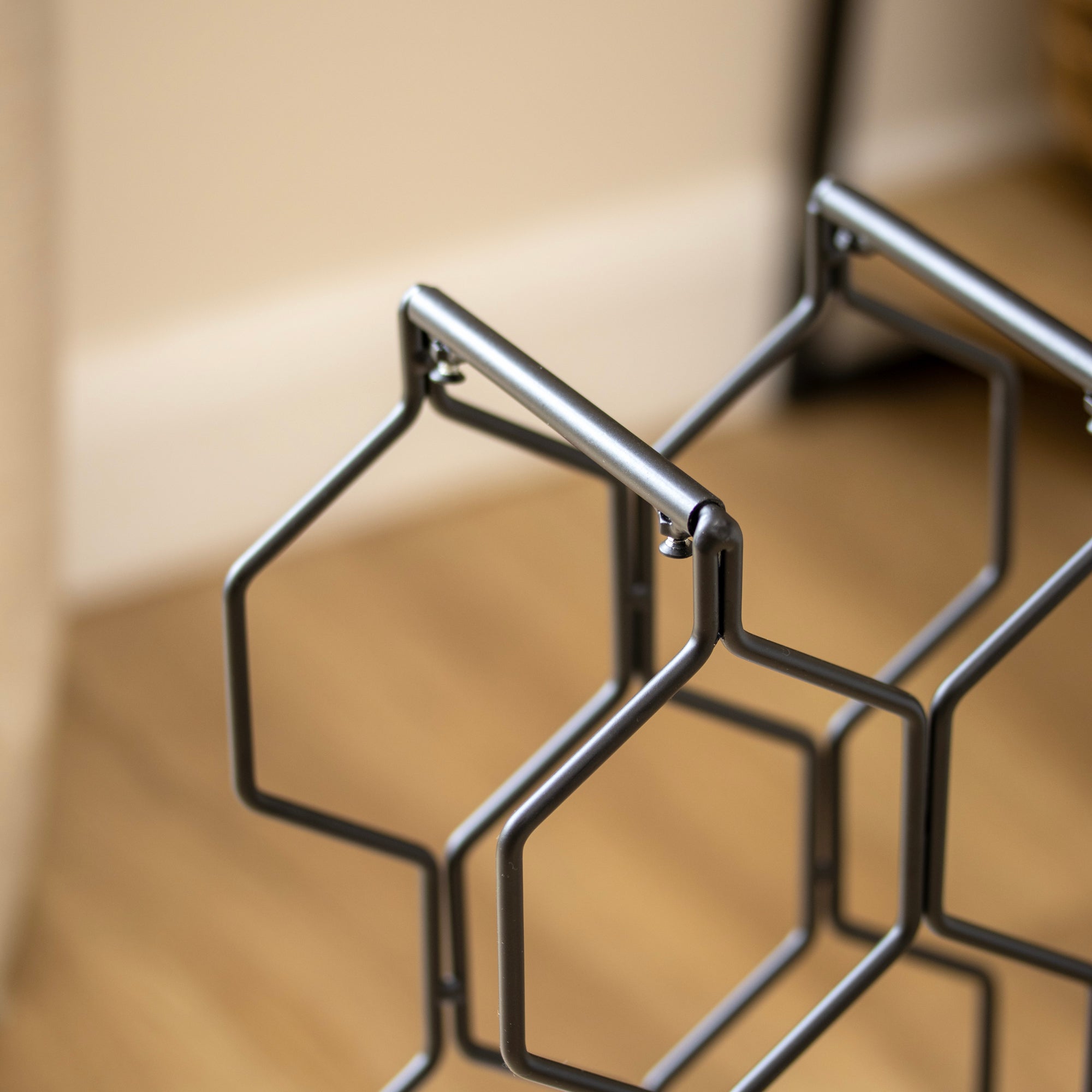 Black Metal Hexagon 8 Bottle Wine Rack