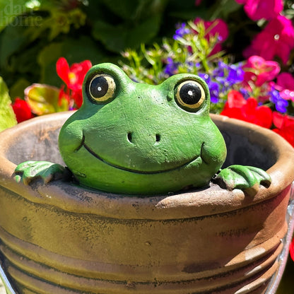 Rustic Cement Peeping Frog Pot