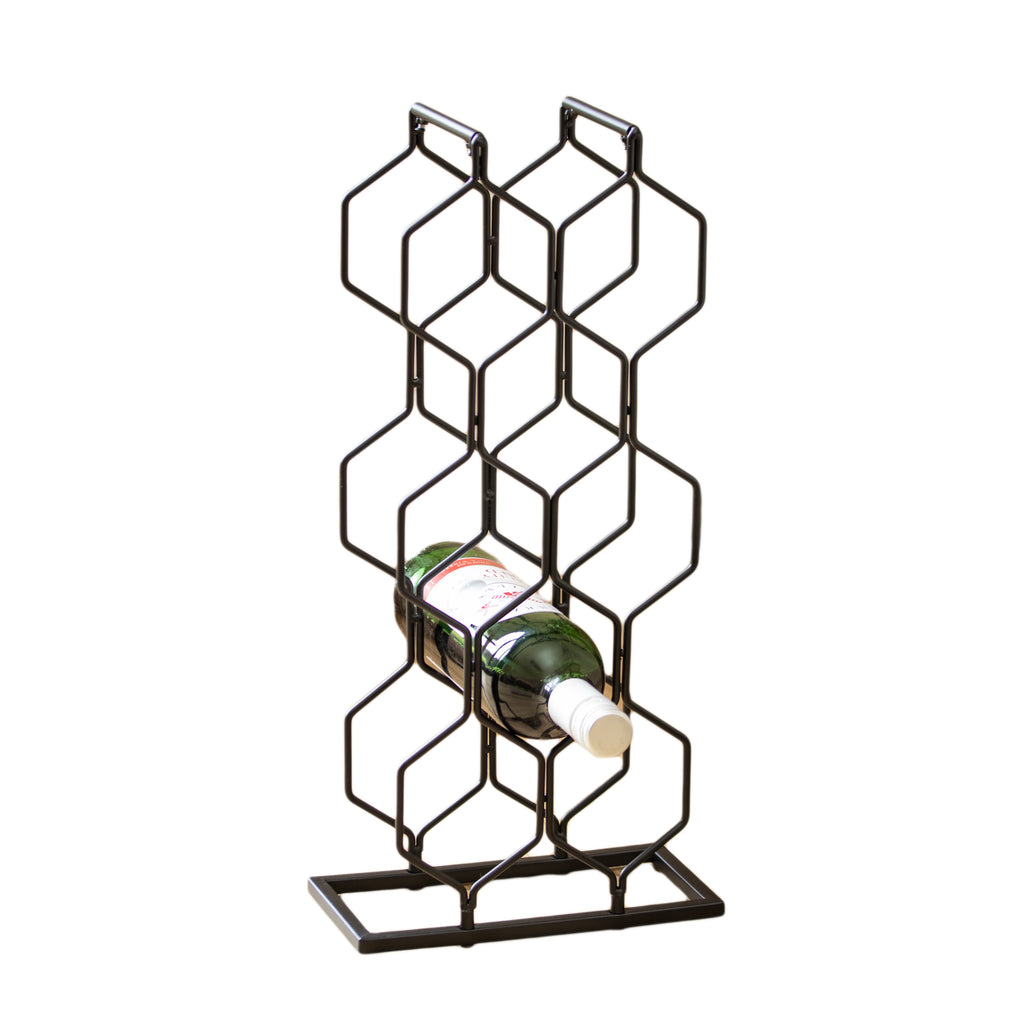 Black Metal Hexagon 8 Bottle Wine Rack