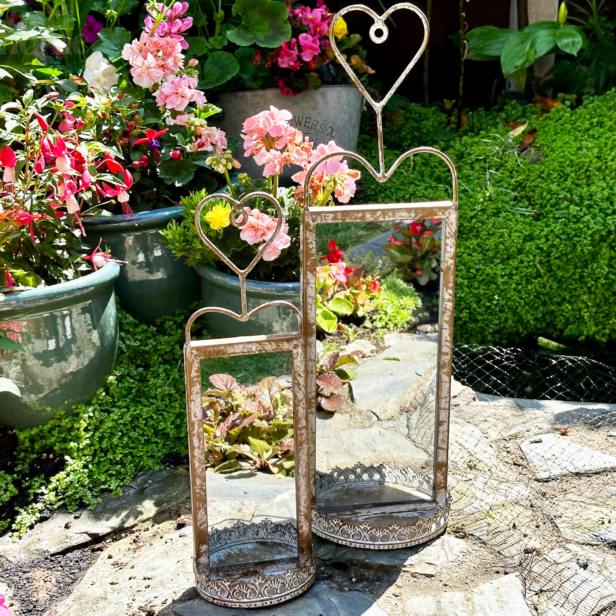 Set Of 2 Antique Mirrored Wall Sconces