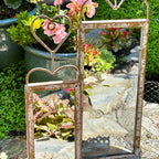 Set Of 2 Antique Mirrored Wall Sconces
