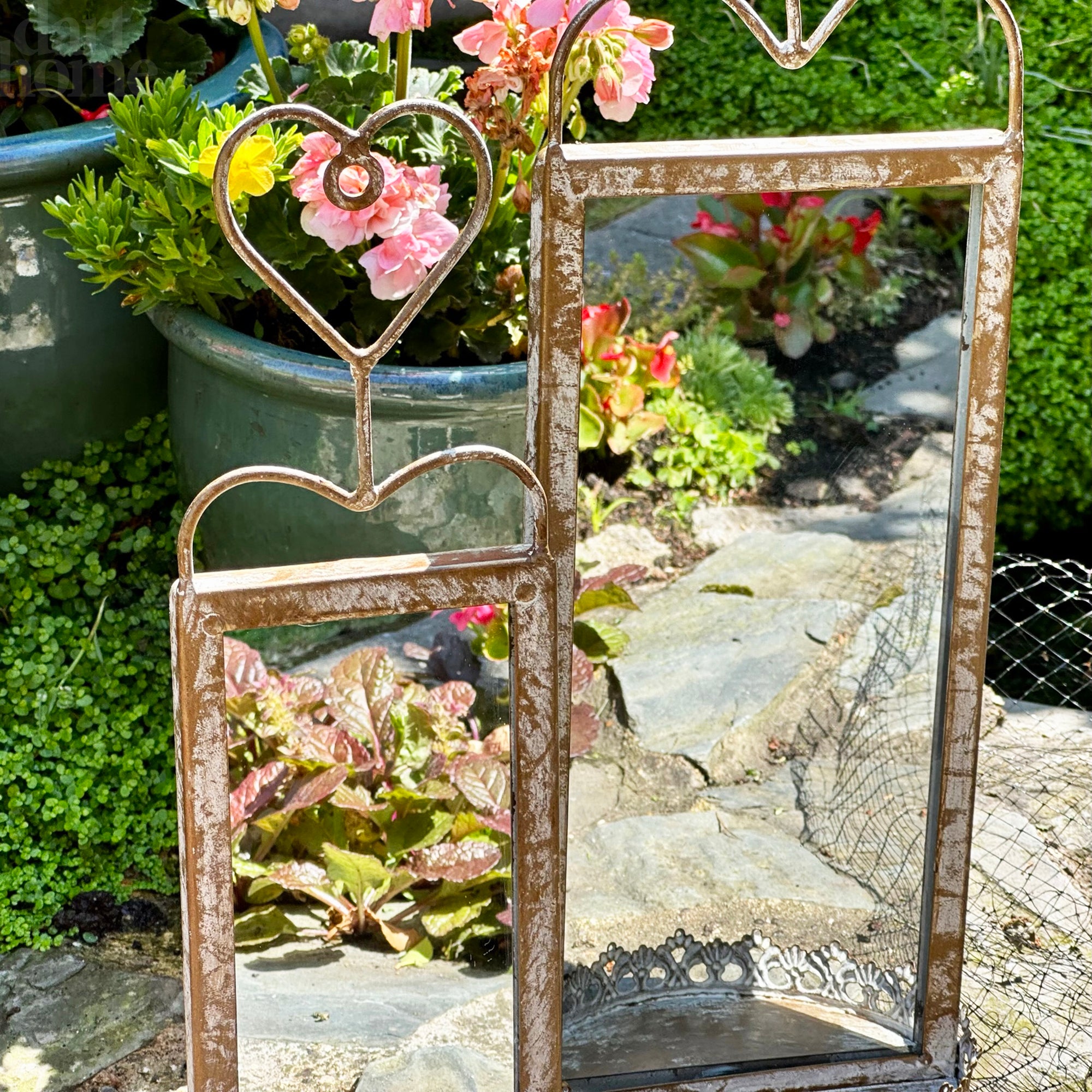 Set Of 2 Antique Mirrored Wall Sconces
