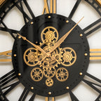 Antique Gold Moving Gears Round Wall Clock