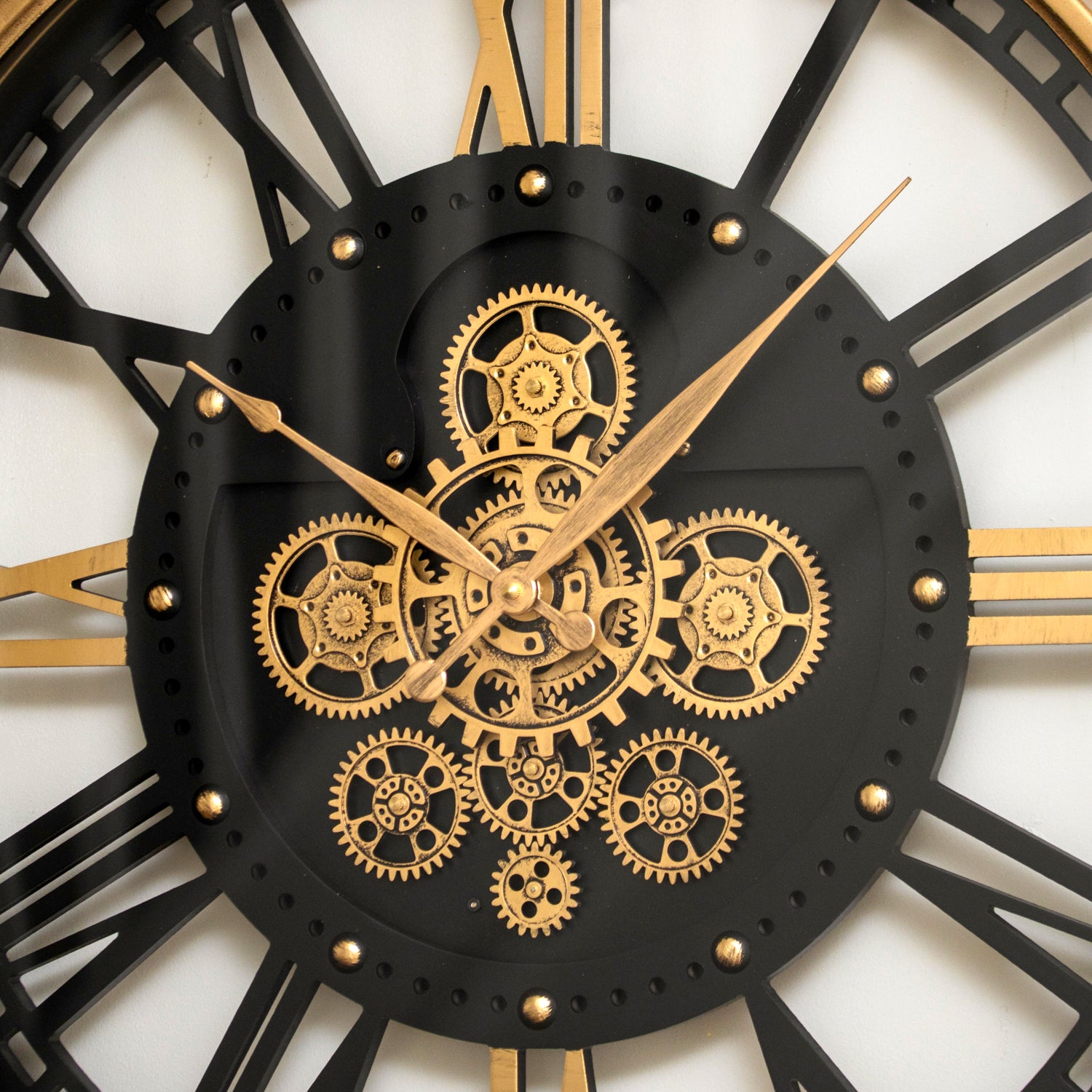 Antique Gold Moving Gears Round Wall Clock