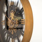 Antique Gold Moving Gears Round Wall Clock