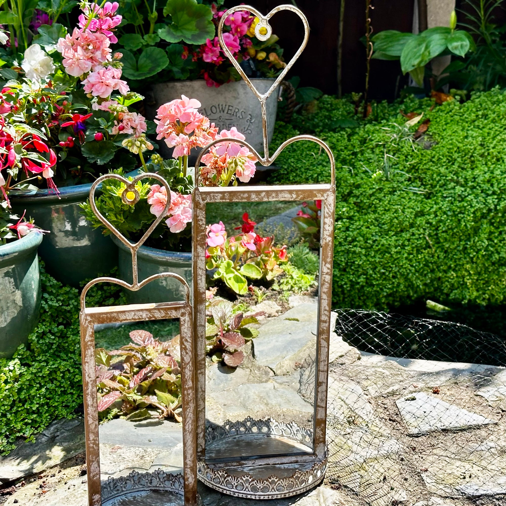 Set Of 2 Antique Mirrored Wall Sconces