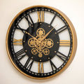 Antique Gold Moving Gears Round Wall Clock