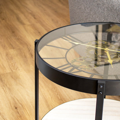 Black Metal Cog Clock Top Table