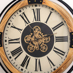 Wood & Metal Moving Gears Pocket Watch Wall Clock