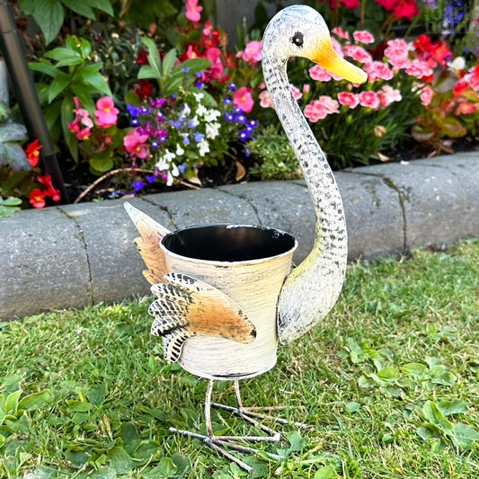 Metal Swan Garden Planter