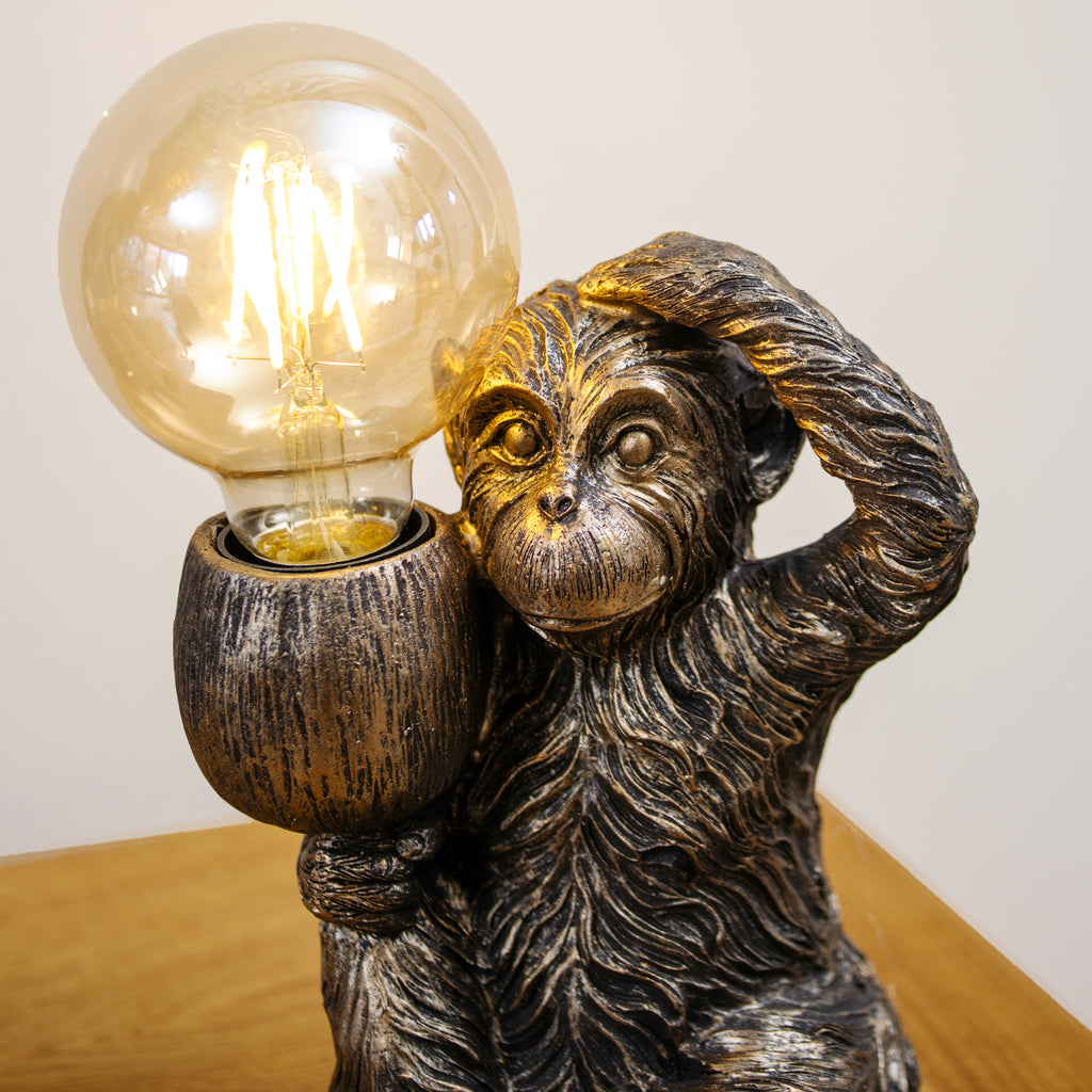 Antique Gold Monkey LED Table Lamp