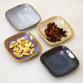 Set Of 4 Square Reactive Glaze Snack Bowls