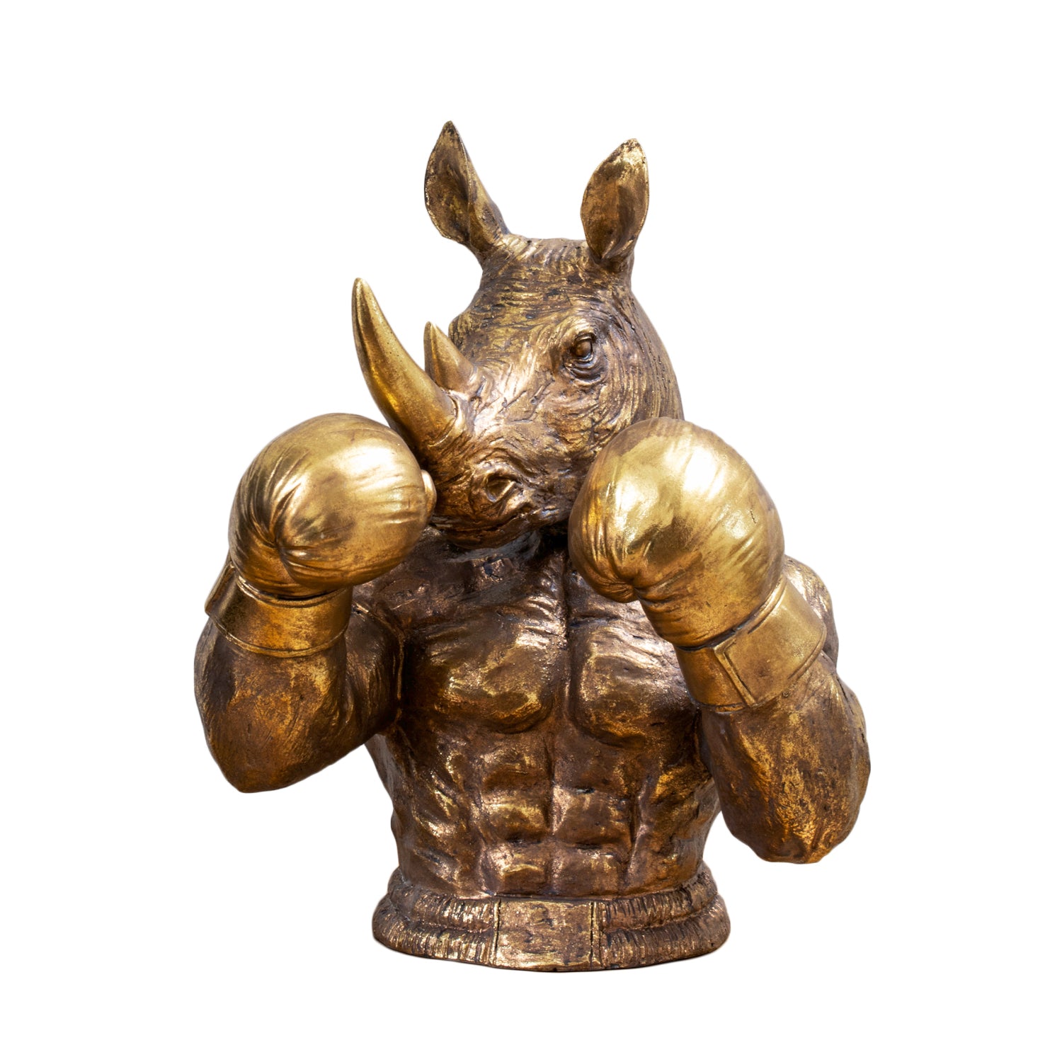 Antique Gold Boxing Rhino Ornament