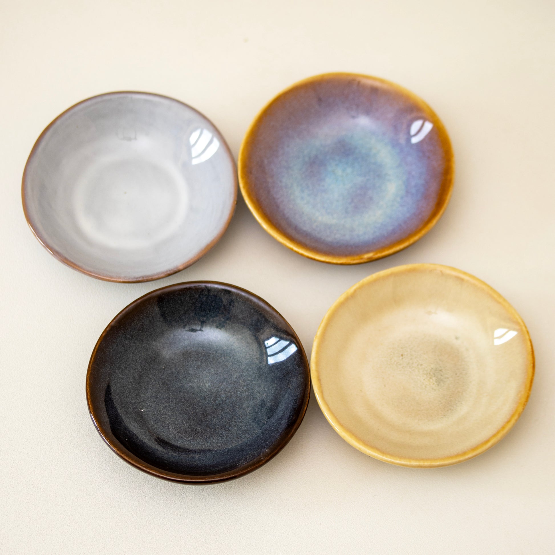 Set Of 4 Round Reactive Glaze Snack Bowls