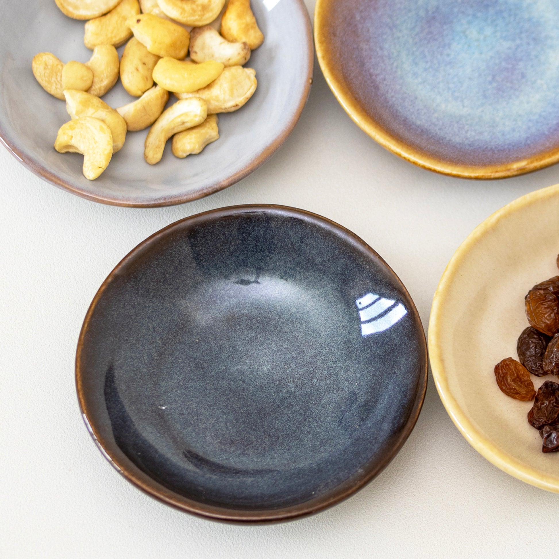 Set Of 4 Round Reactive Glaze Snack Bowls