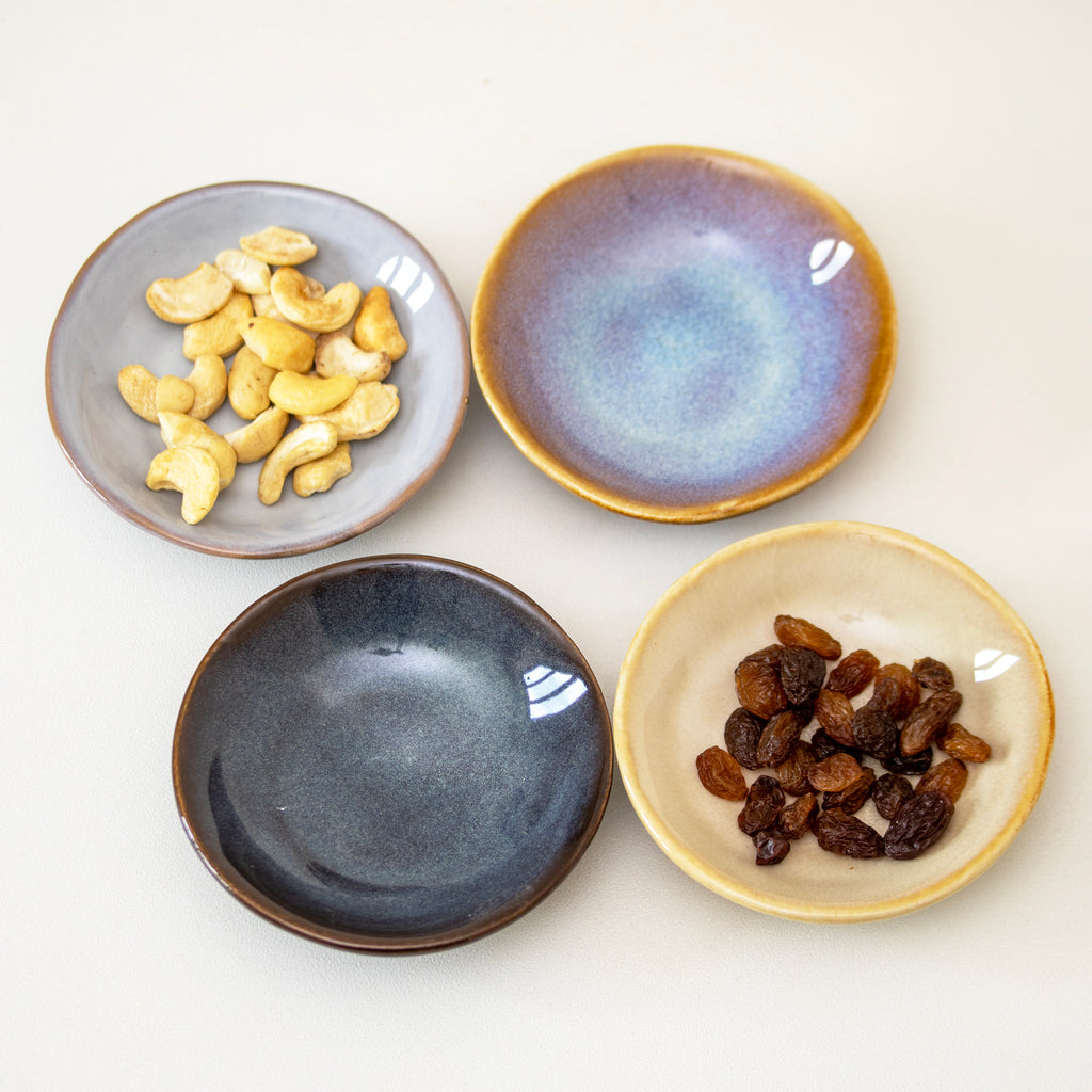 4-teiliges rundes Snackschalen-Set mit reaktiver Glasur