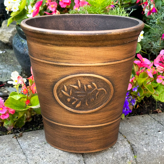 Brushed Gold Round Planter