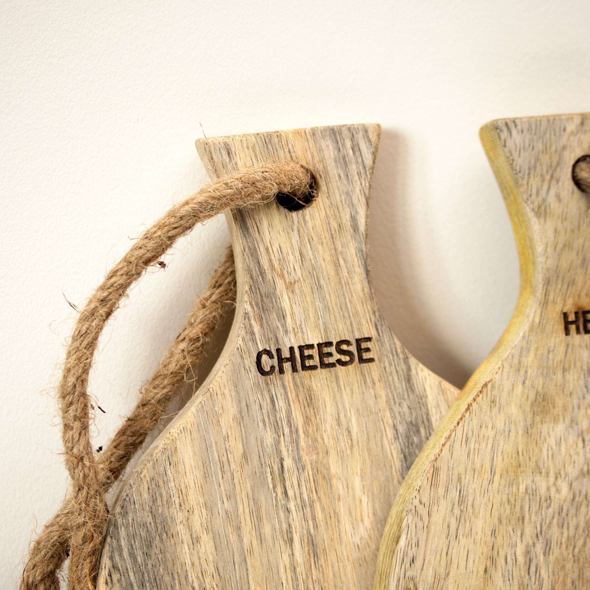 Set Of 2 Rustic Mango Wood Cheese & Herb Boards