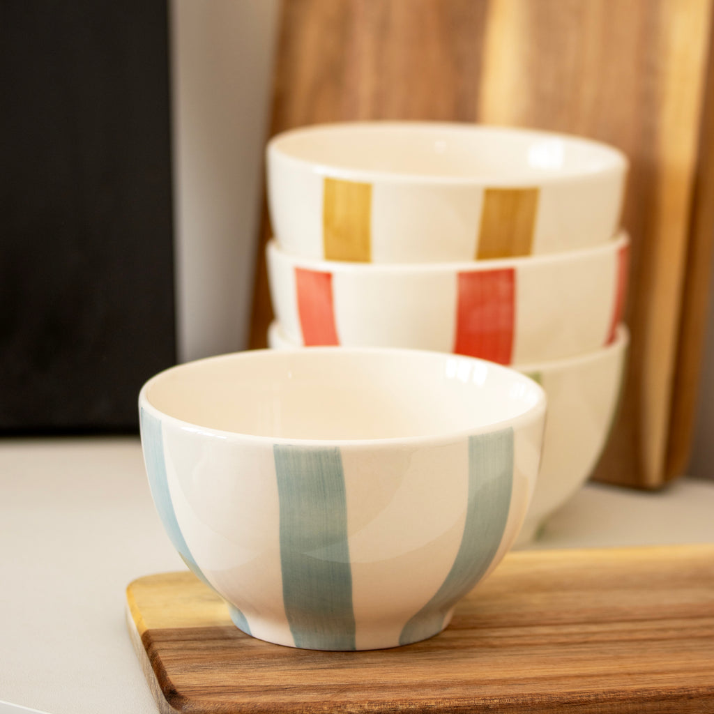 Set Of 4 Colour Stripe Bowls