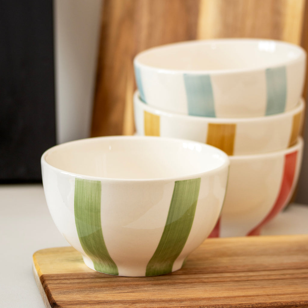 Set Of 4 Colour Stripe Bowls