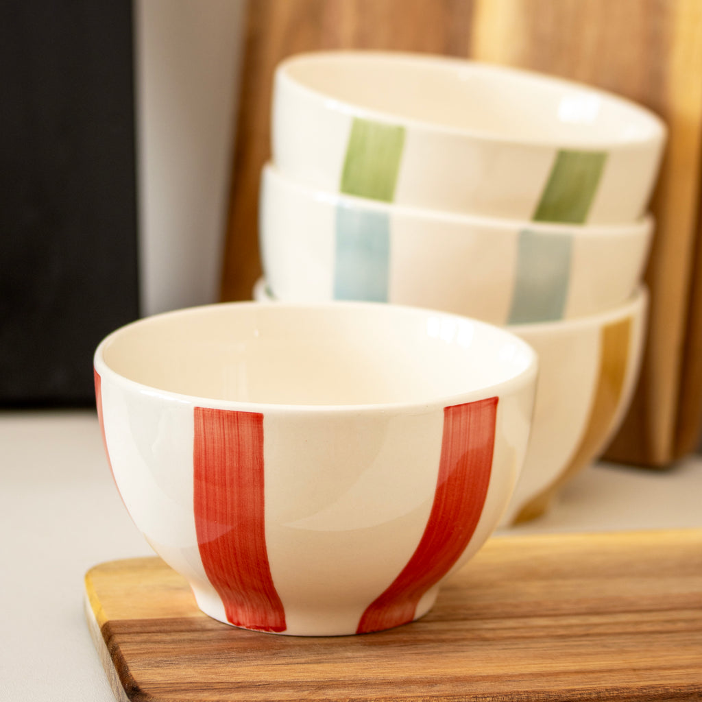 Set Of 4 Colour Stripe Bowls